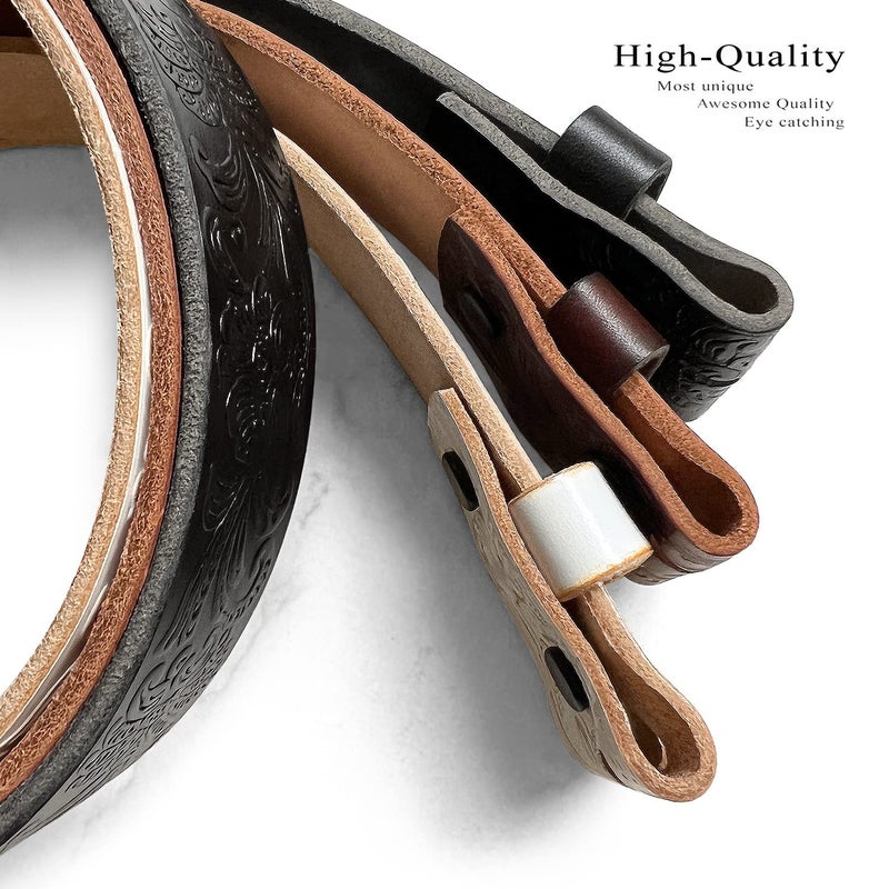 Belts.com BS036 Cowboy Cowgirl Western Tooled Floral Embossed Full Grain Genuine Leather Belt Strap 1-1/2"(38mm) Wide (Black, 36) - Image 4